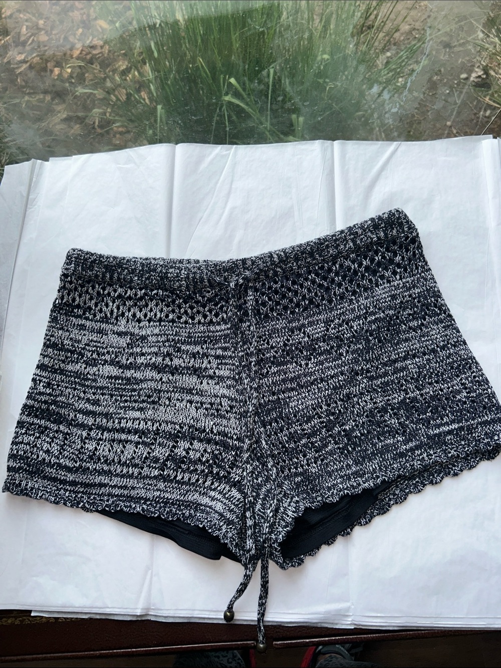 Forever 21 Navy & Cream Marled Knit Shorts